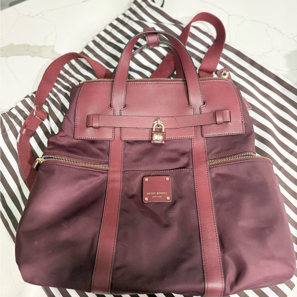 Henri Bendel Jetsetter Convertible Backpack/crossbody/tote Oxblood/Burgundy - Picture 11 of 16